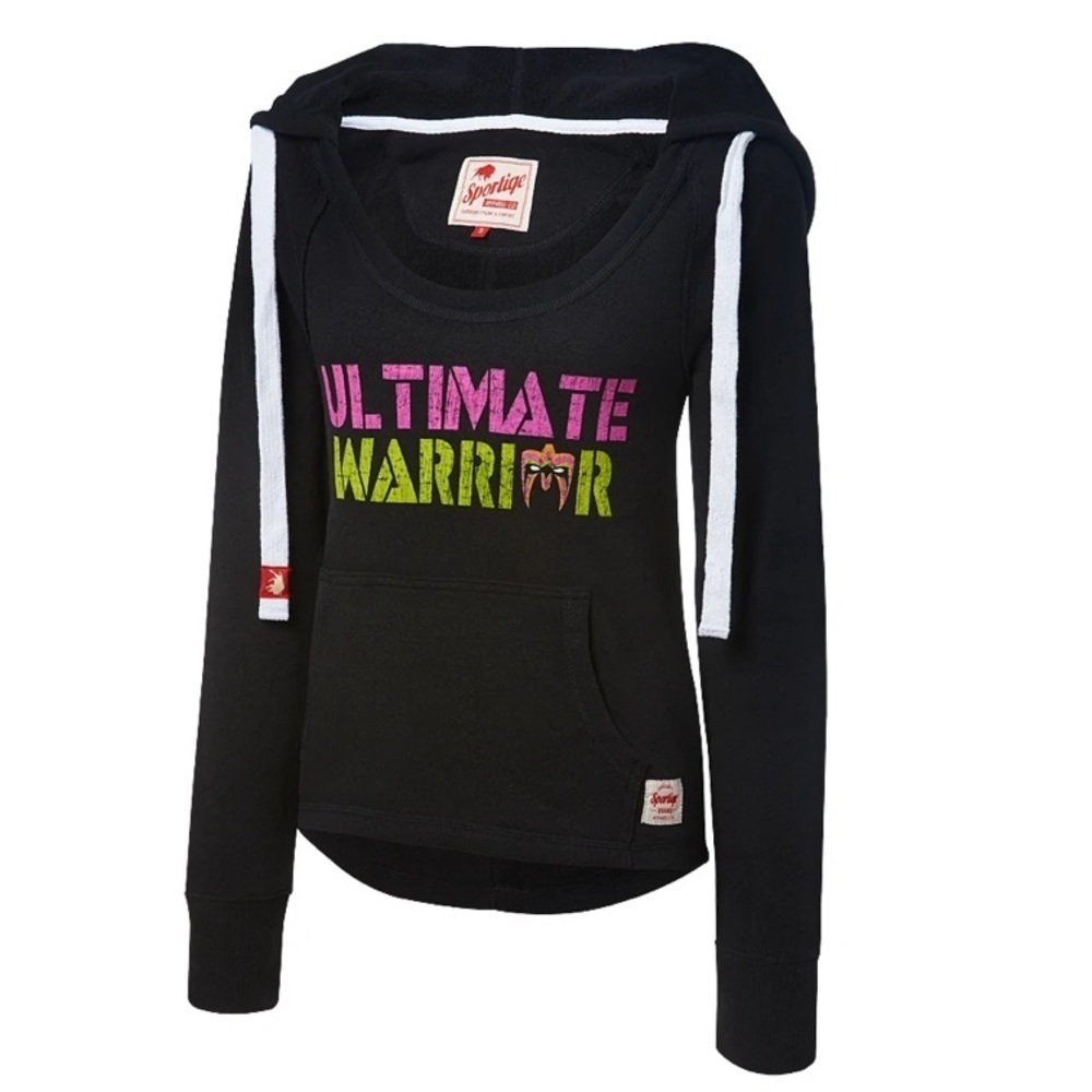 Sportiqe Ultimate Warrior Hoodie Sweatshirt Black Graphic Pullover Size L WWE